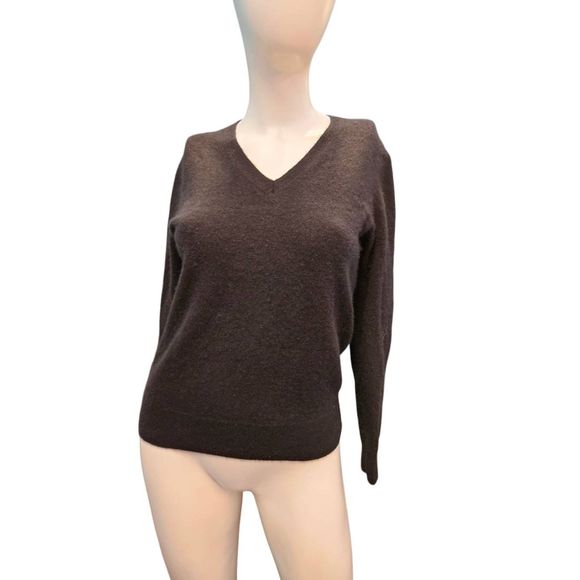 Last Brand Black Cashmere V Neck Sweater Medium Womens Fall Winter - Picture 2 of 8